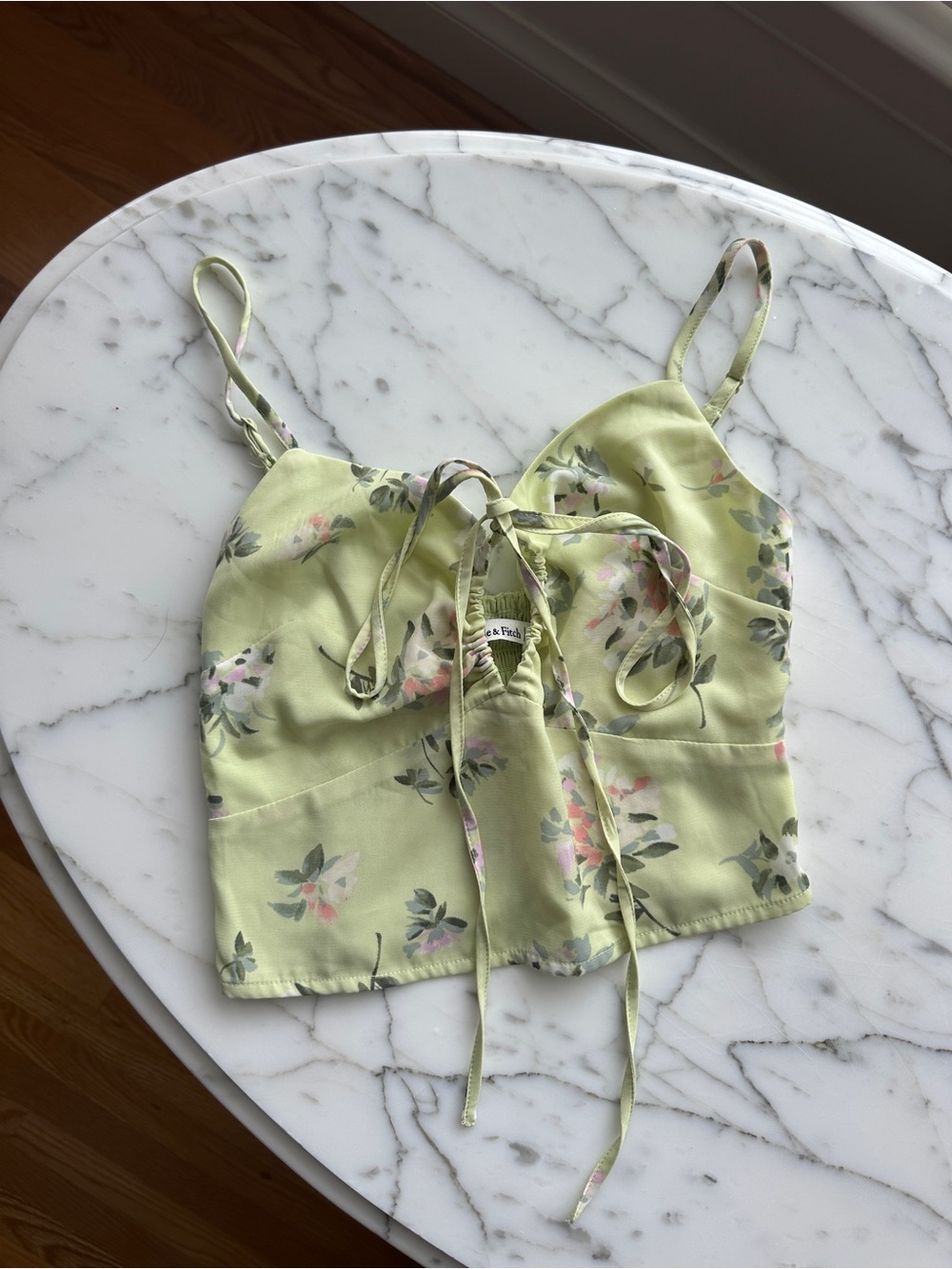 Abercrombie & Fitch Light Green Floral Tie-Front Cami